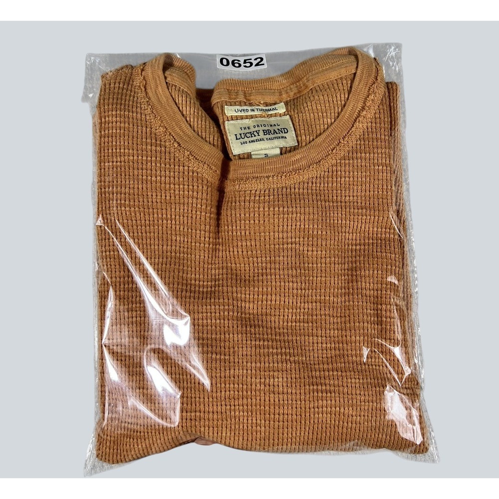 Lucky Brand Mens Lived In Thermal Waffle Knit Shirt Burnt Orange Size Small - Picture 14 of 14